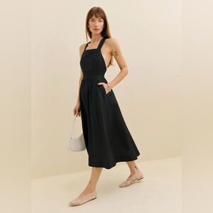 Reformation Orson Linen Dress Black - Size 8